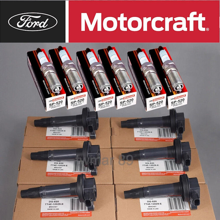 Genuine Motorcraft Tune-Up Kit DG520 Ignition Coils & SP520 Spark Plugs (Set of 6) | OEM for Ford 3.5L/3.7L V6