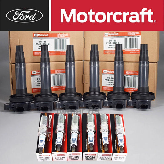 Genuine Motorcraft Tune-Up Kit DG520 Ignition Coils & SP520 Spark Plugs (Set of 6) | OEM for Ford 3.5L/3.7L V6