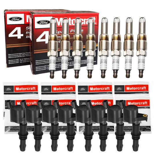 8pc Genuine Motorcraft Ignition Coil & Spark Plug Kit (DG511 + SP546) | OEM for Ford 4.6L/5.4L Triton V8 3V